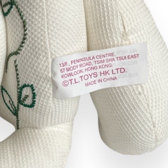 T.L. Toys Stuffed Kitten Embroidered Flowers Satin Ribbon Roses Button Joints - Picture 6 of 6